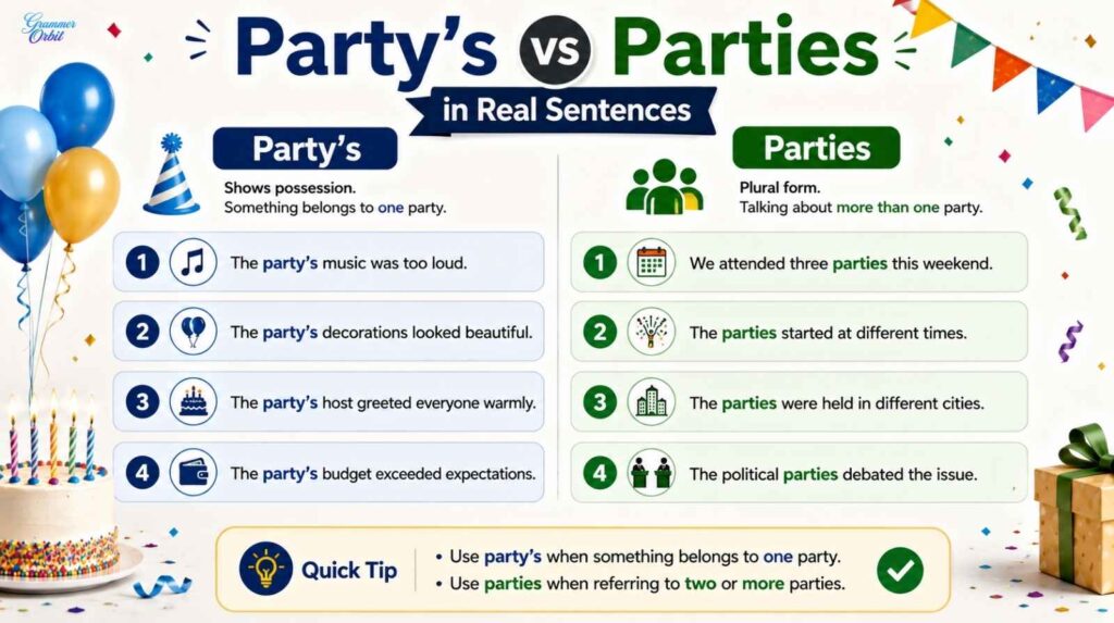 Party’s or Parties 